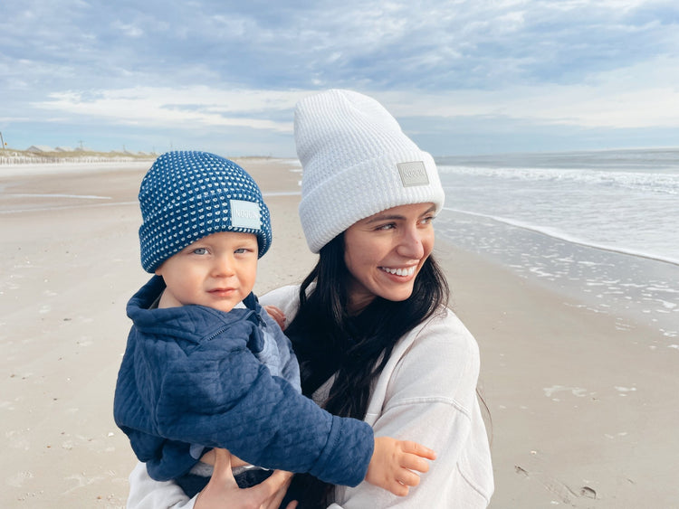 WHITE WarmHug Waffle Beanie - Noggin Headwear